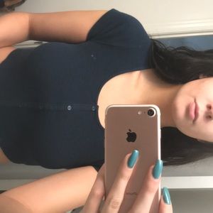 Blue short sleeved crop top